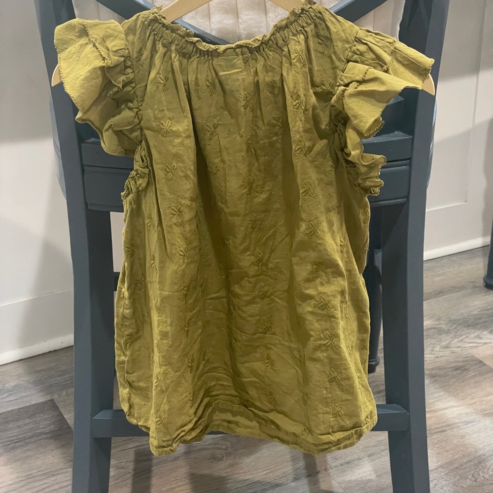 Olive Green Ruffled Top - Picture 3 of 3